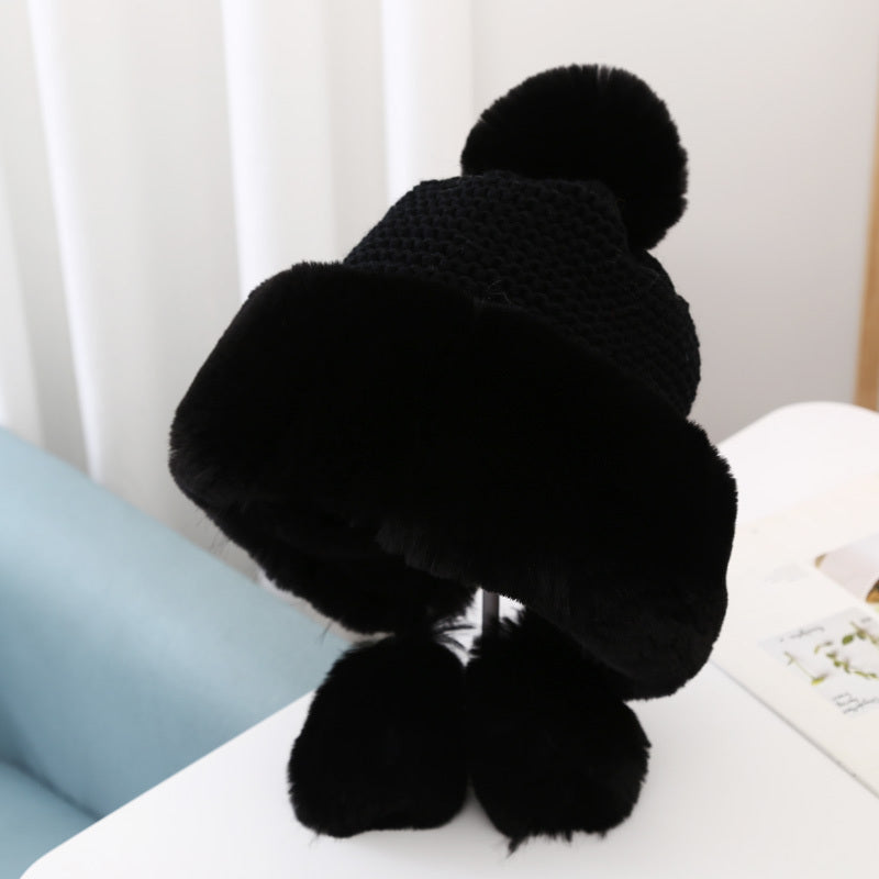 Women's Warm And Velvet Ear Protection Knitted Cold-proof Woolen Cute Princess Hat - Urban Caps 