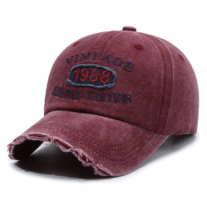 American Retro Soft Top Make Old Ripped Letter Embroidered Baseball Cap - Urban Caps 