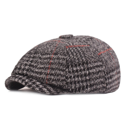 Autumn And Winter Thickened Beret Men's Plaid Cap - Urban Caps 