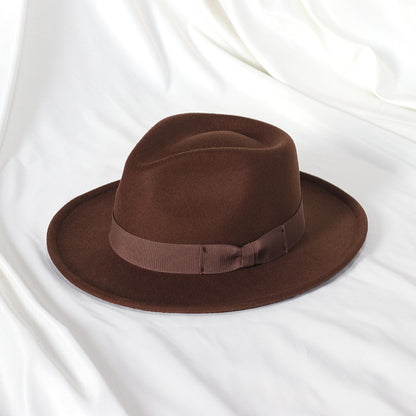 Bowknot Top Hat Love Hat Head Felt Cap Small Curling Men's Top Hat Retro Jazz Hat - Urban Caps 