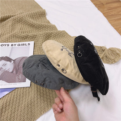 Personality Letter Embroidered Beret For Women - Urban Caps 