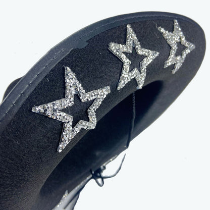 Western Cowboy Hat Rhinestone Five-pointed Star Fedora Hat - Urban Caps 