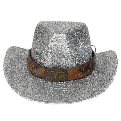 Glitter Cowboy Hat Halloween Black Gold Silver EVA Composite Cow Head Accessories - Urban Caps 