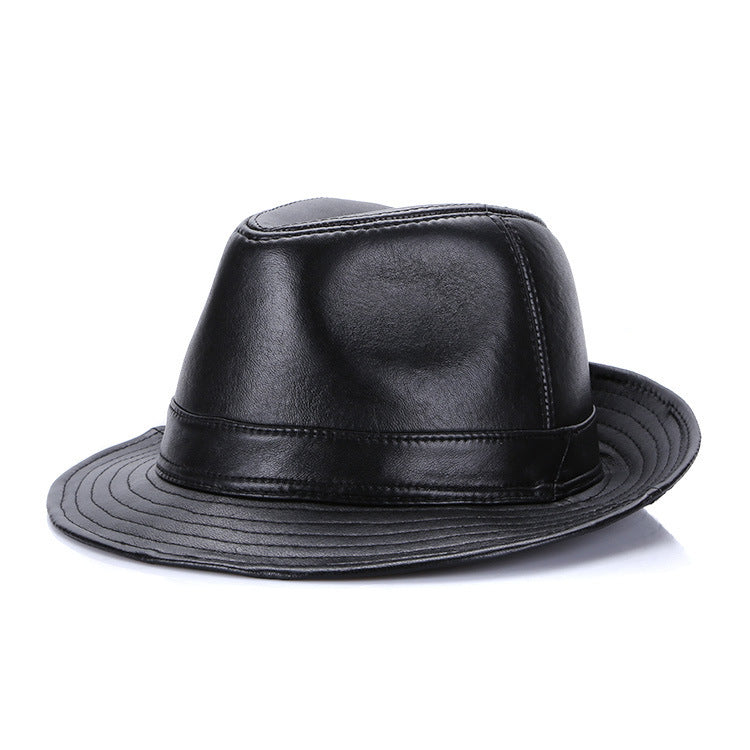 Men's Fashion Casual Authentic Leather Sheepskin Top Hat - Urban Caps 