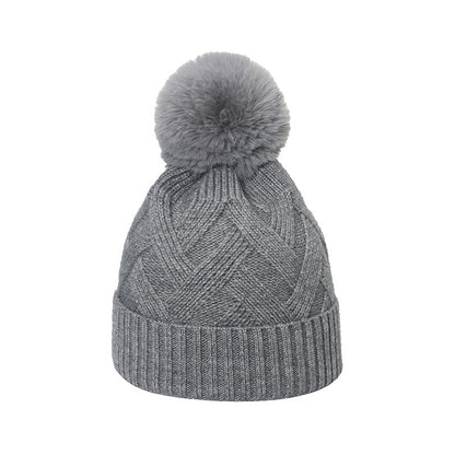 Trend Cross-border Fur Ball Woolen Cap Braiding Thread Plaid Knitted Hat - Urban Caps 