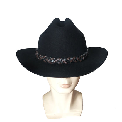 Wool Western Cowboy Hat Belt Top Hat Jazz Felt Cap - Urban Caps 