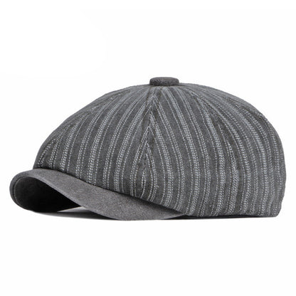 Spring And Autumn Washed Denim Octagonal Beret - Urban Caps 