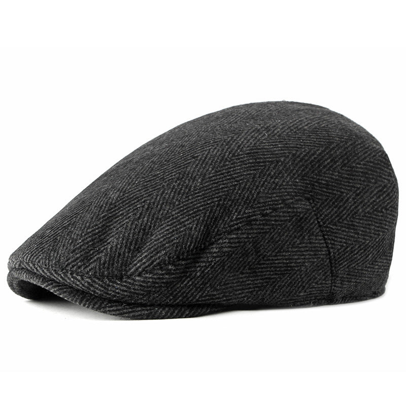 New Style Hat Male British Retro Woolen Beret Casual - Urban Caps 