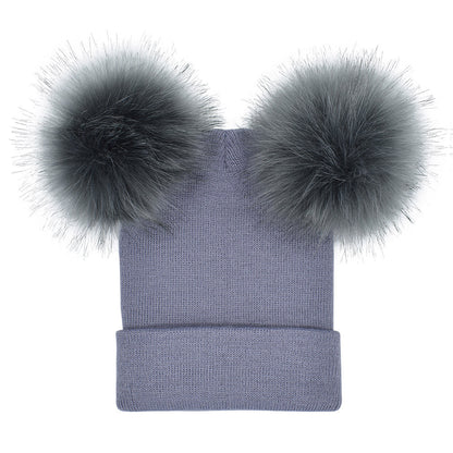 Fashion Women's Double Wool Ball Knitted Woolen Hat - Urban Caps 