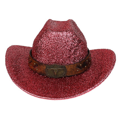Glitter Cowboy Hat Halloween Black Gold Silver EVA Composite Cow Head Accessories - Urban Caps 