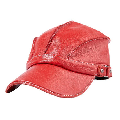 Cap Casual Earmuffs Men'S Leather Baseball Hat
