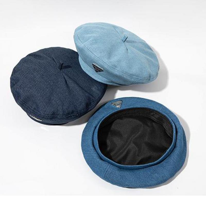Women's Denim Beret – Japanese Vintage Style with Metal Detail - Urban Caps 