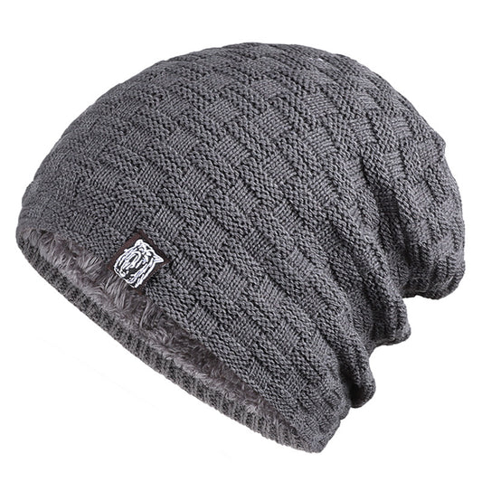 Tiger Label Fleece Warm Men's Hat: Cozy Style for Chilly Days