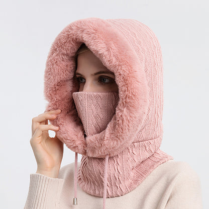 Windproof Hooded Winter Hat with Plush Scarf: Cozy Warmth for Women - Urban Caps 
