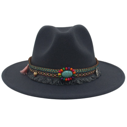 Ethnic Style Western Cowboy Hat Gem Accessories Tibetan Top Hat - Urban Caps 