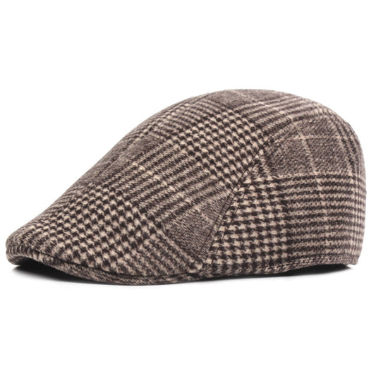 Men's Cotton Plaid Duckbill Beret – Classic Short Brim Cap - Urban Caps 
