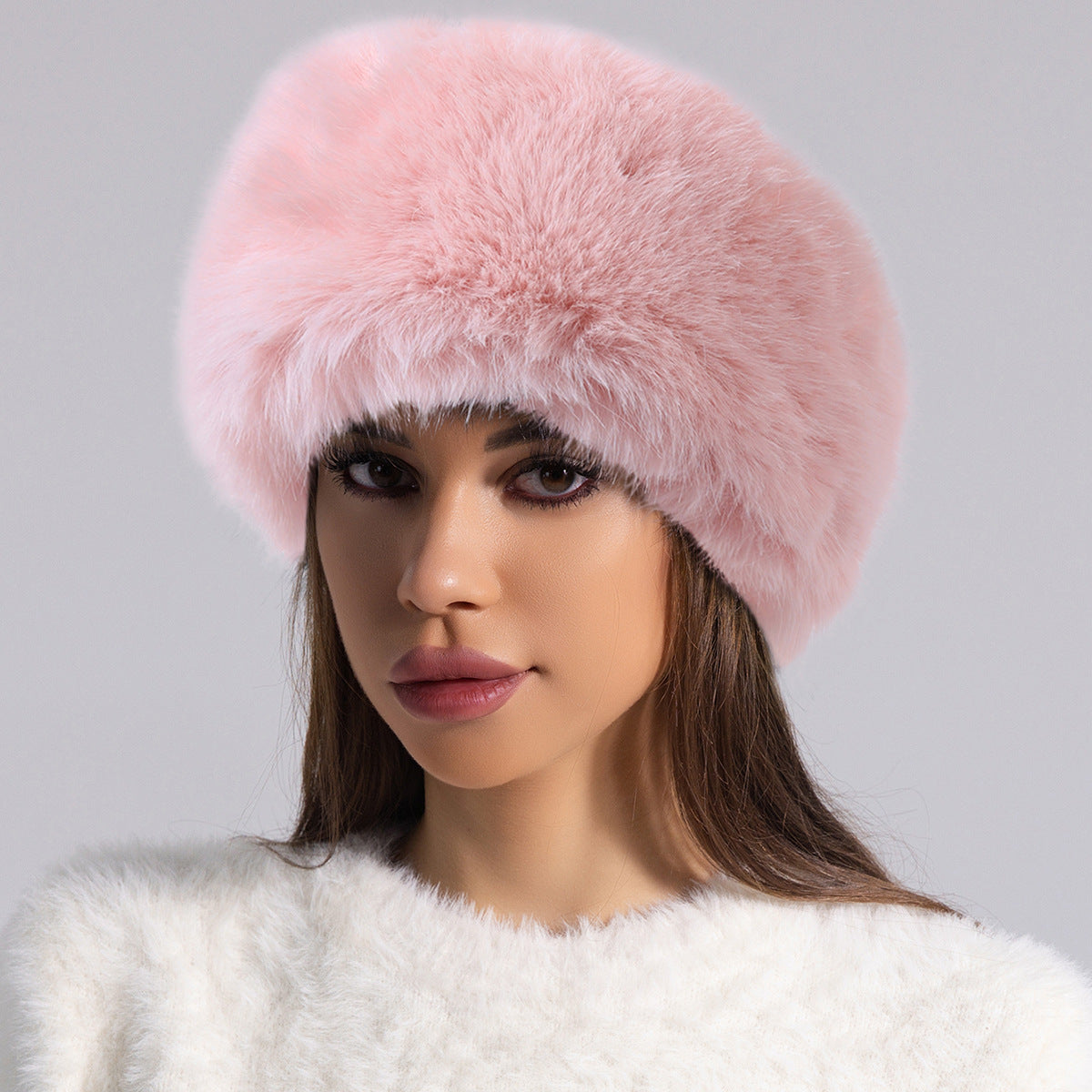 Fur Ball Woolen Cap Autumn And Winter Imitation Fur Thickened Hat - Urban Caps 
