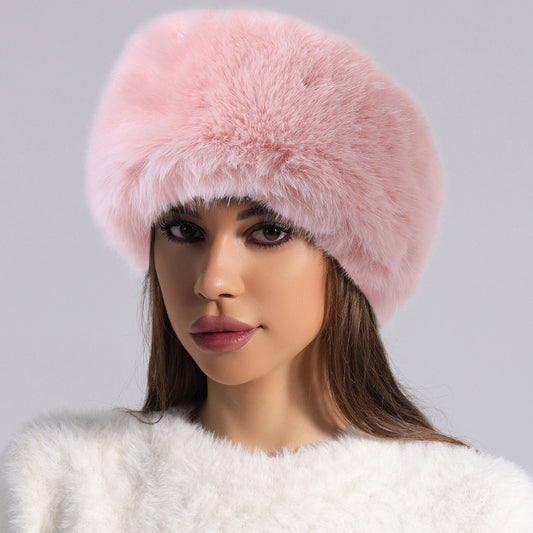 Fur Ball Woolen Cap Autumn And Winter Imitation Fur Thickened Hat - Urban Caps 