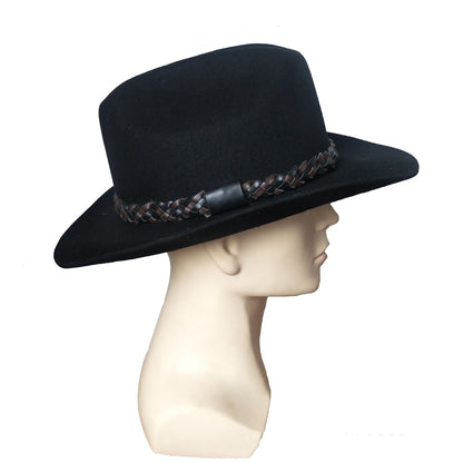 Wool Western Cowboy Hat Belt Top Hat Jazz Felt Cap - Urban Caps 