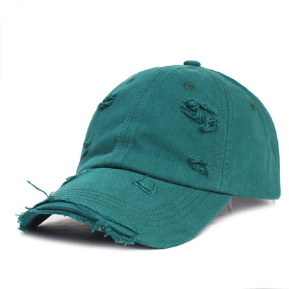 Ripped Cotton Worn Looking Washed-Out Cotton Baseball Cap