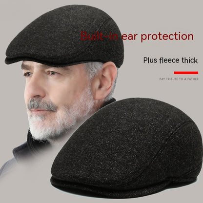 Outdoor Cycling Warm Short Brim Beret Middle-aged And Elderly Men Ear Protection Advance Hats - Urban Caps 