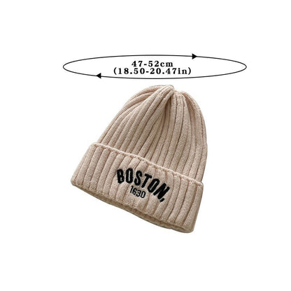 BOSTON Letter Children Woolen Knitted Hat - Urban Caps 