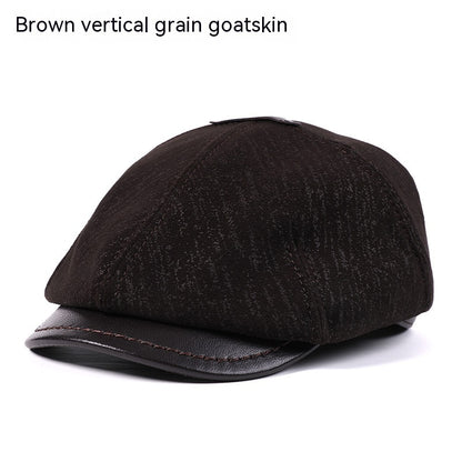 Men’s Genuine Leather Newsboy Cap – Goat Skin Octagonal Beret | Warm & Stylish - Urban Caps 