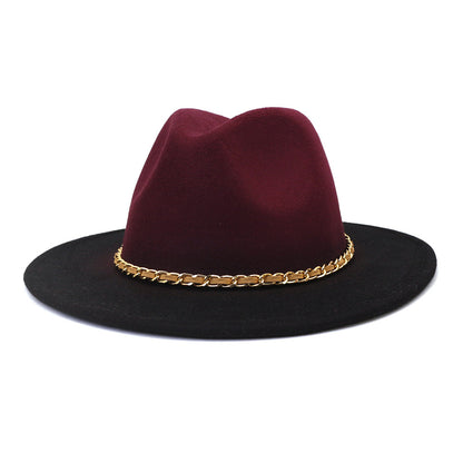 Painted Woolen Fedora British Ladies Broad-brimmed Hat - Urban Caps 