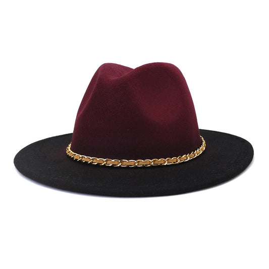 Painted Woolen Fedora British Ladies Broad-brimmed Hat - Urban Caps 