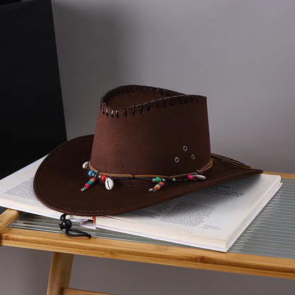 Western Cowboy Hat Men's And Women's Gem Chain Fedora Hat - Urban Caps 