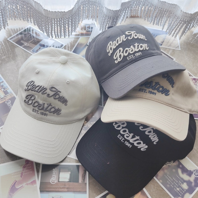 Big Head Circumference Letter Baseball Men'S Summer Soft Top Embroidery All-Match Peaked Outdoor Sun Hat