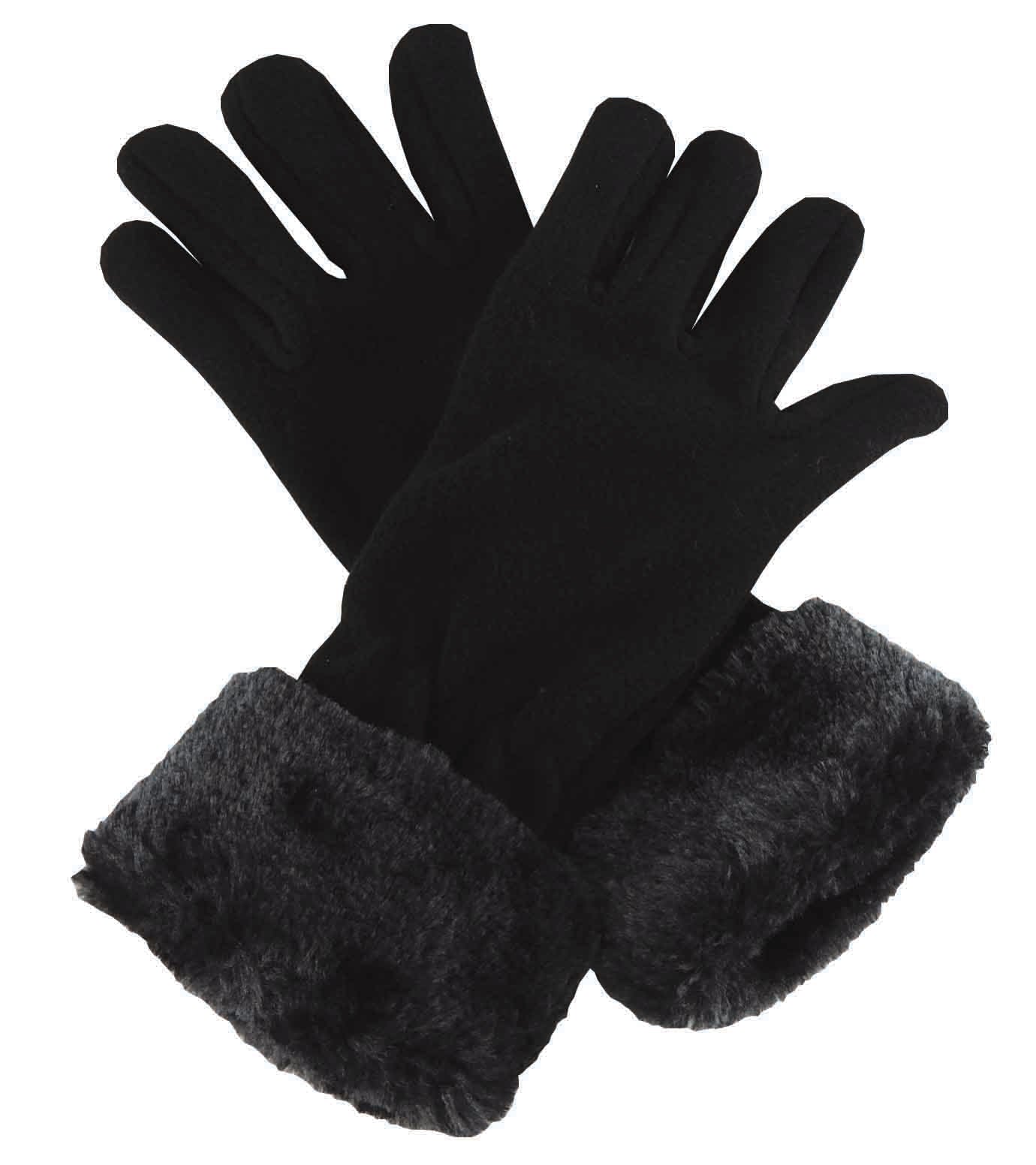 Polar Fleece Winter Gloves with Faux Fur Cuff