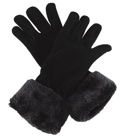 Polar Fleece Winter Gloves with Faux Fur Cuff