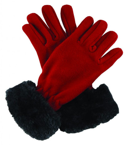 Polar Fleece Winter Gloves with Faux Fur Cuff