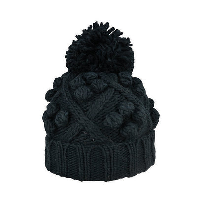 Alex Chunky Knit Acrylic Slouch Beanie with Pom Pom