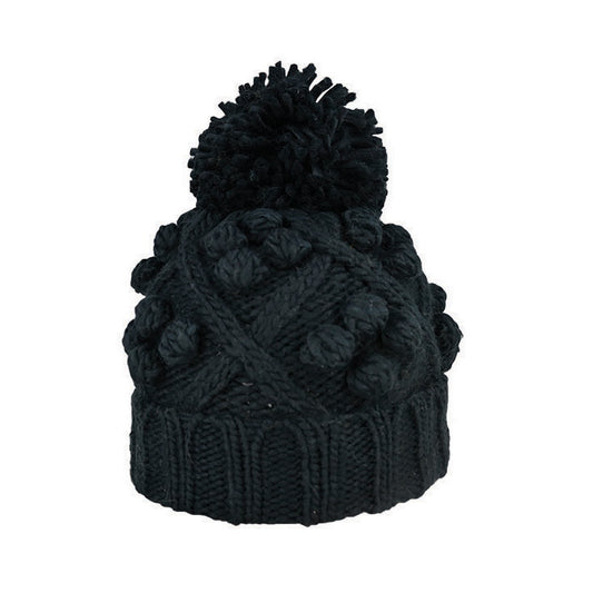 Alex Chunky Knit Acrylic Slouch Beanie with Pom Pom
