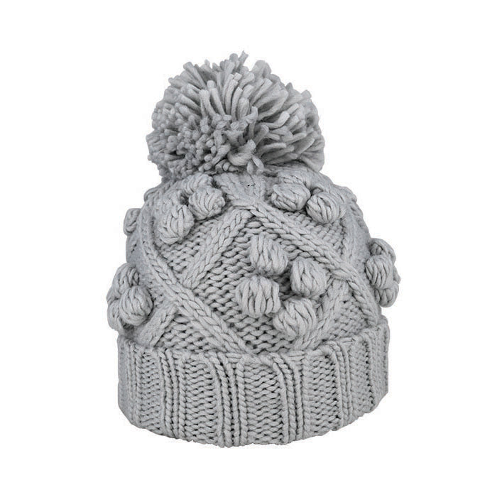 Alex Chunky Knit Acrylic Slouch Beanie with Pom Pom