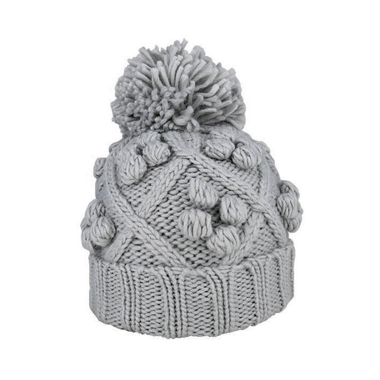 Alex Chunky Knit Acrylic Slouch Beanie with Pom Pom