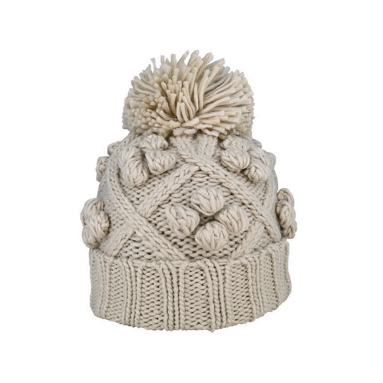 Alex Chunky Knit Acrylic Slouch Beanie with Pom Pom