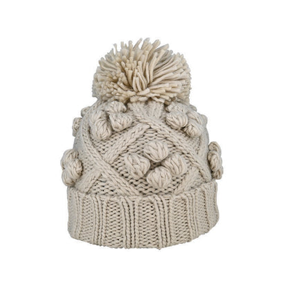 Alex Chunky Knit Acrylic Slouch Beanie with Pom Pom