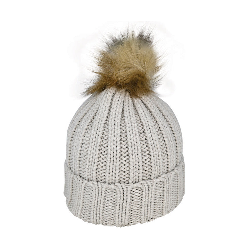 Premium Winter Knit Beanie with Faux Fur Pom - Urban Caps NZ