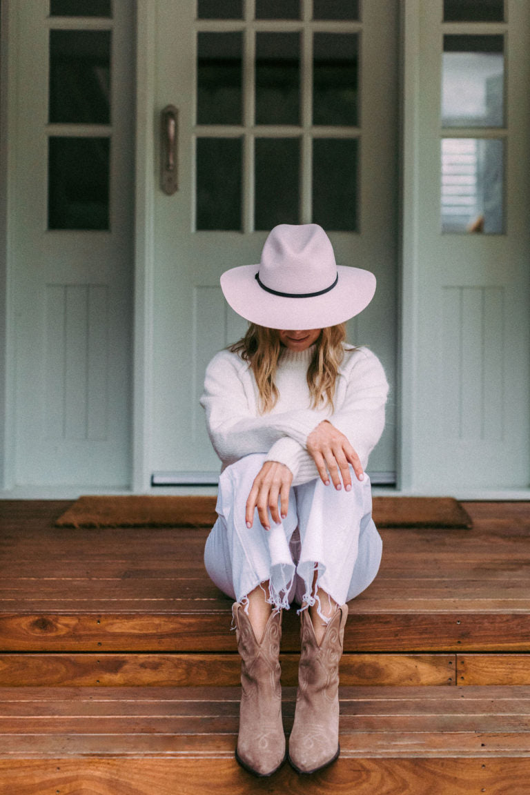 Edwina Fedora Hat – Australian Wool Felt, Faux Leather Band, Adjustable Fit