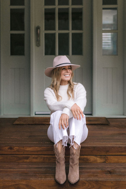 Edwina Fedora Hat – Australian Wool Felt, Faux Leather Band, Adjustable Fit