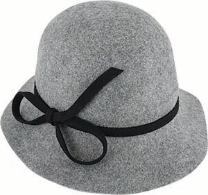 Alice – Wool Felt Cloche Hat with Bow Trim by Maddison Avenue