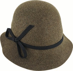 Alice – Wool Felt Cloche Hat with Bow Trim by Maddison Avenue