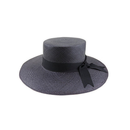 Ashbury Brisa Grade 3 Toquilla Straw Boater Hat with Petersham Tails and 9.5cm Brim