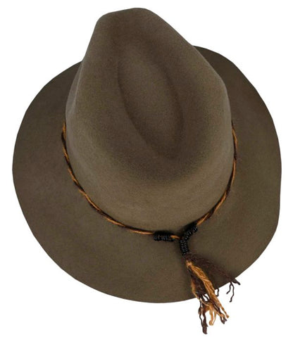 Wool Felt Safari Hat with Jute Twine Trim – Adjustable Fit