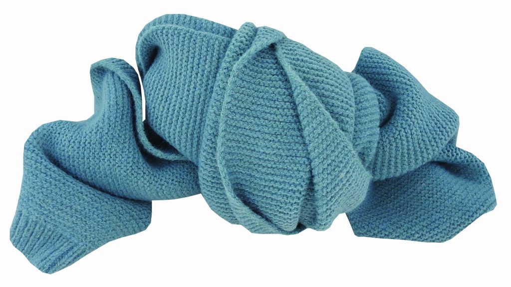 Acrylic Purl Knit Scarf with Ribbed Ends