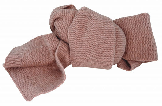 Acrylic Purl Knit Scarf with Ribbed Ends