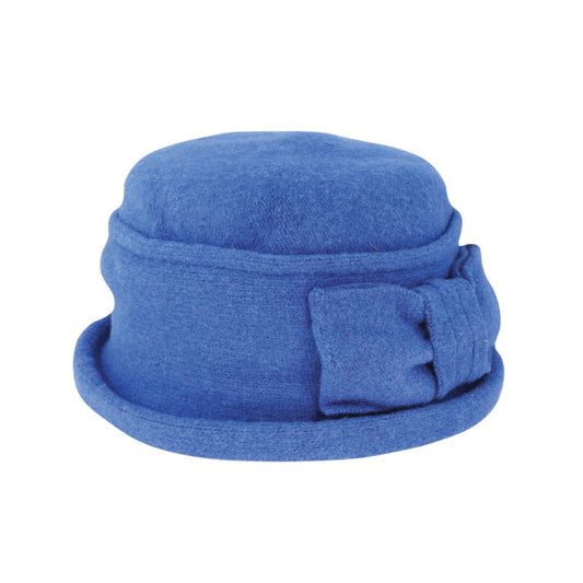 Charlotte Women’s Boiled Wool Pull-On Hat with Bow and Hooped Brim